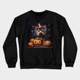 Yorkshire terrier halloween pumpkin Crewneck Sweatshirt